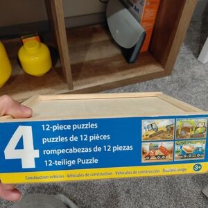 Melissa & Doug Construction Vehicles 12-Piece Puzzles - Blue and Yellow